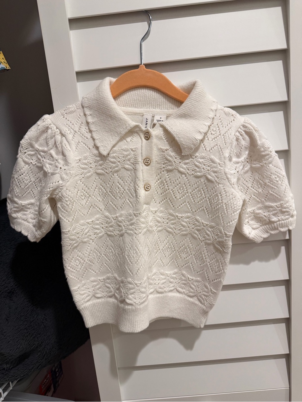 Janie and Jack Cream Collared Knit Polo Sweater Top